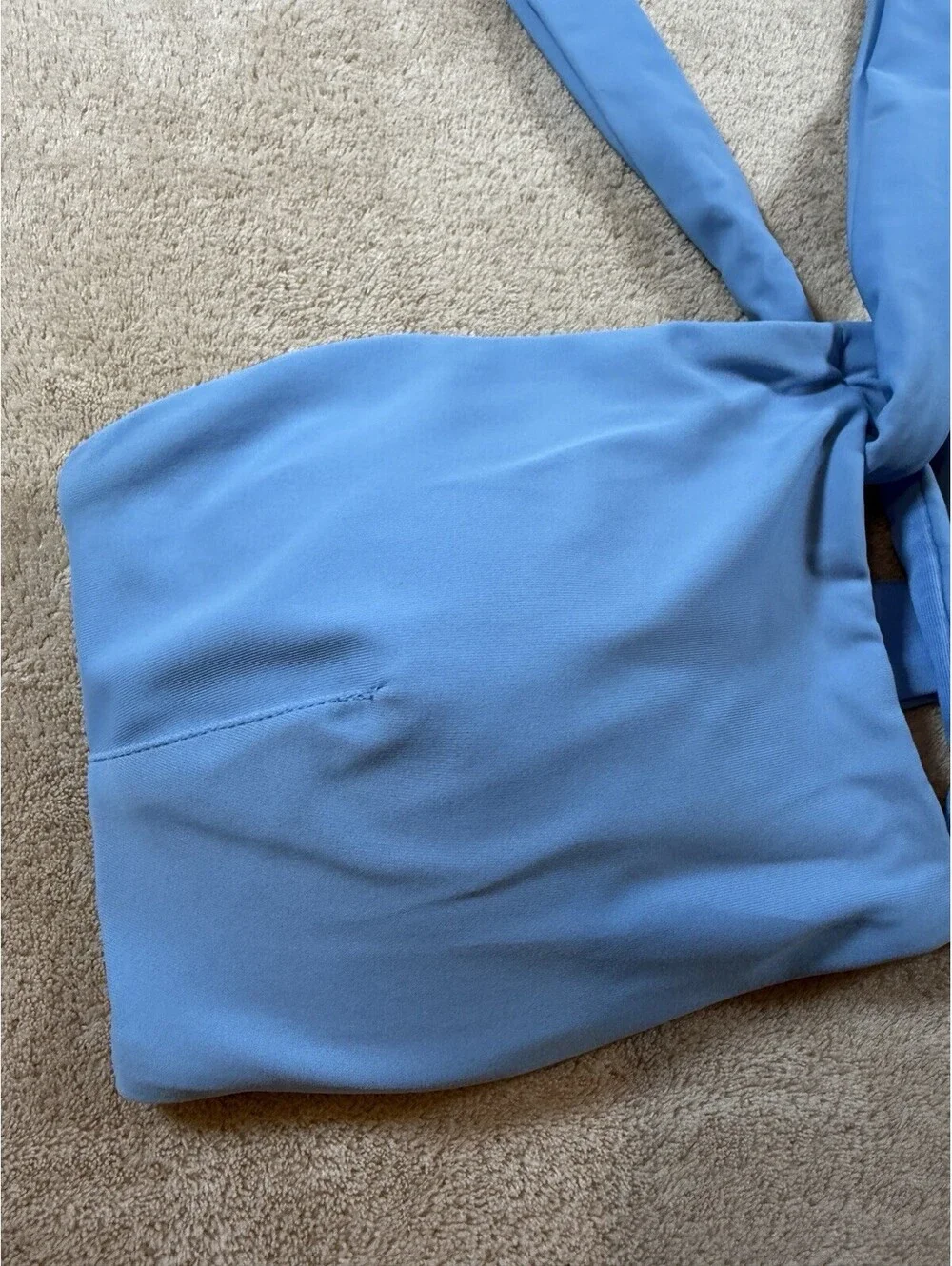 Aerie Large Blue Bandeau Bikini Top Halter Keyhole Strappy Swim